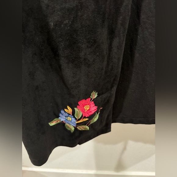 Fig & Viper Black Embroidered Floral Longline Faux Suede Boho Trench Coat Large - Picture 10 of 15
